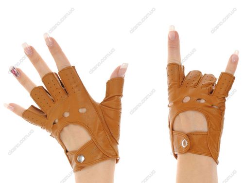 Женские коричневые перчатки без пальцев